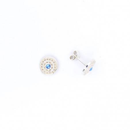 Pendientes de Plata 925 Ensaimada Azul 10mm
