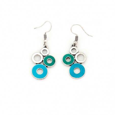 Pendientes Multi Silver Blue Azul Y Verde