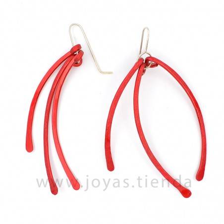 Pendientes Aluminio Tiras Rojos