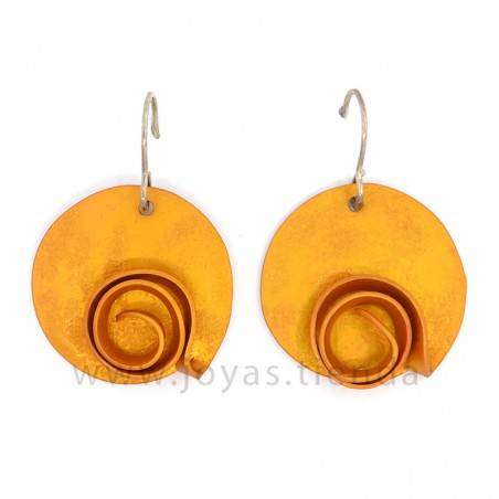 Pendientes Aluminio Círculo Espiral Amarillos