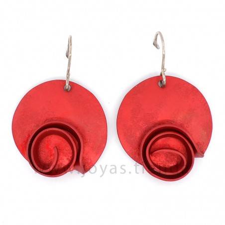 Pendientes Aluminio Círculo Espiral Rojos