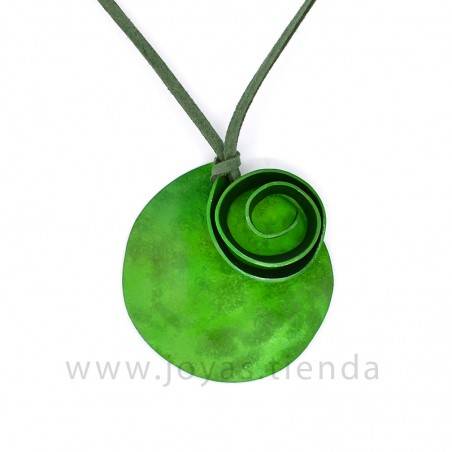 Collar Aluminio Círculo Espiral Verde