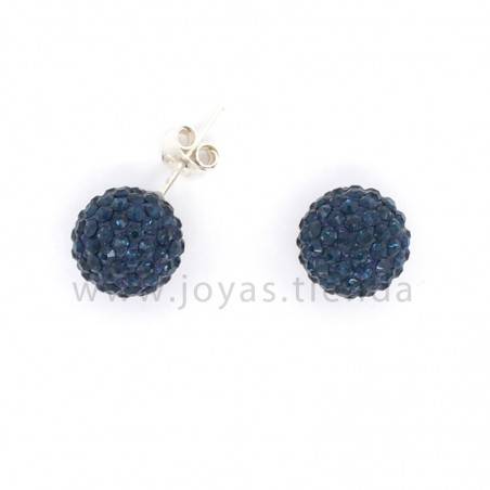 Pendientes de Plata 925 Bola Cristales Azules 10mm