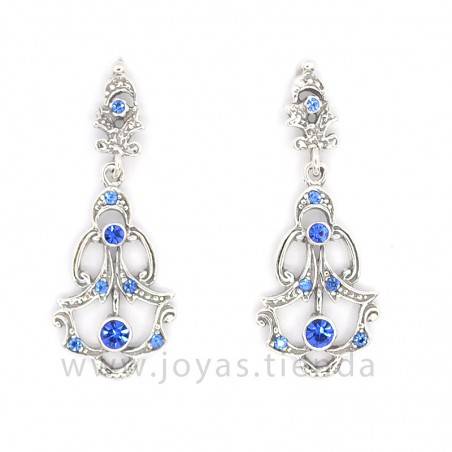 Pendientes de Plata 925 Isabelinos Cristales Zafiro Azules
