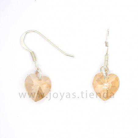 Pendientes de Plata 925 Swarovski Corazón Marrón