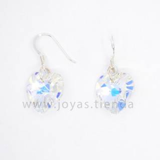 Pendientes de Plata 925 Swarovski Corazón Multicolor