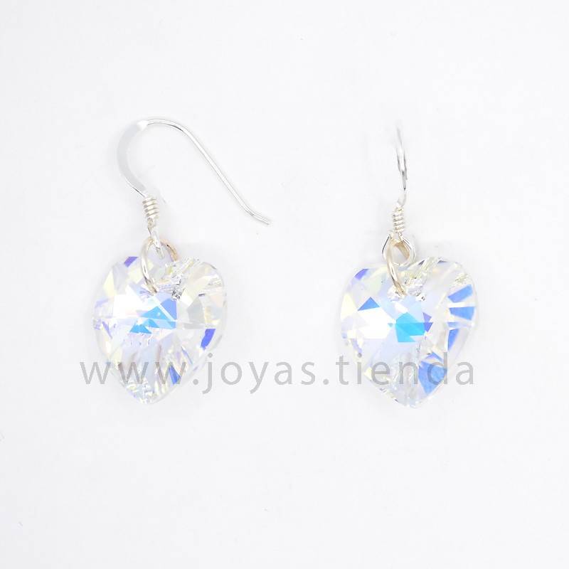 Pendientes de Plata 925 Swarovski Corazón Multicolor