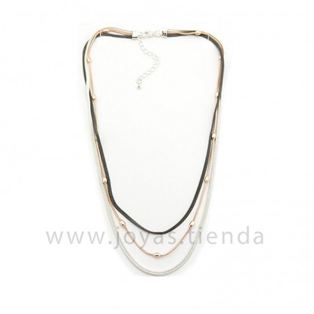 Collar Dara Negro Plateado y Dorado