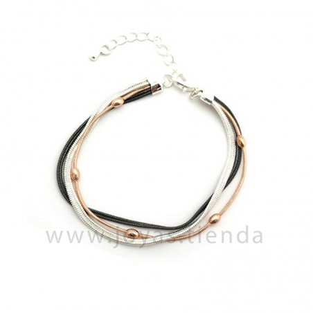 Pulsera Dara Negra Plateada y Dorada