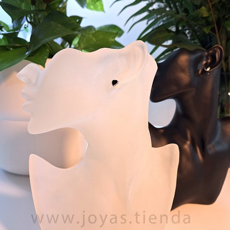 Pendientes Plata 925 Corazón Negro Blanco