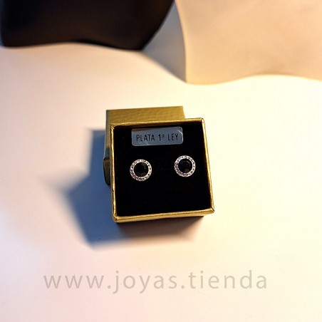 Pendientes de Plata 925 Redondos Negros y Blancos