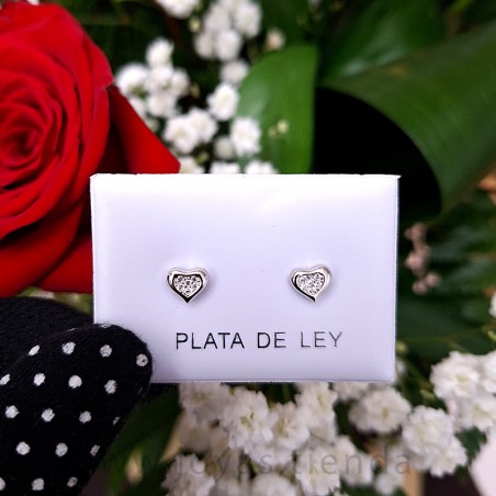 Pendientes Corazón Plata 925 Circonitas