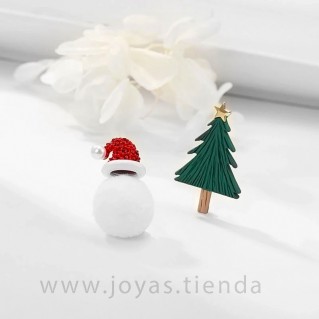 Pendientes de Navidad Árbol y Muñeco de Nieve