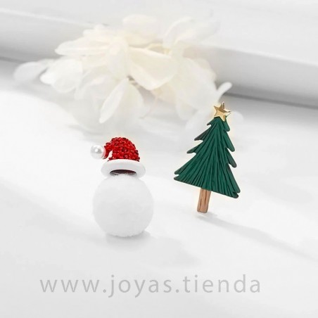 Pendientes de Navidad Árbol y Muñeco de Nieve