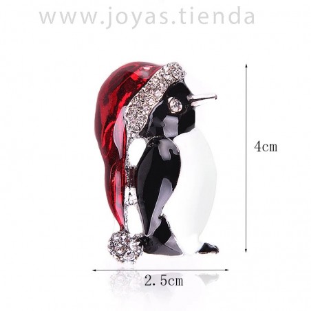 Broche de Navidad Pingüino Color Plata