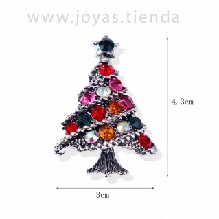 Broche de Navidad Árbol con Pedrería Grande