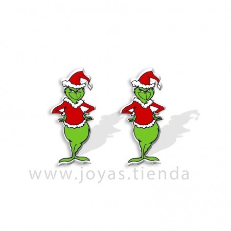 Pendientes Pequeños de Navidad Grinch Sonriente