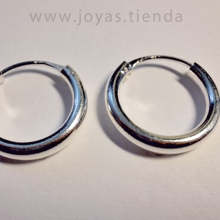 Pendientes Plata Aro 15 mm en detalle