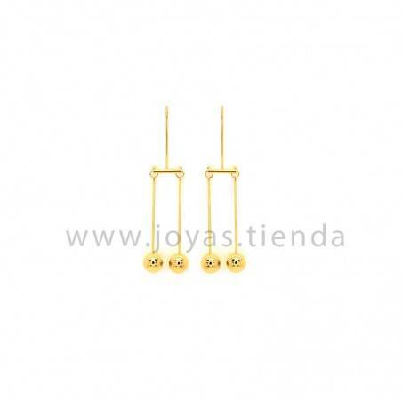 Pendientes de péndulo bolas en acero chapado oro