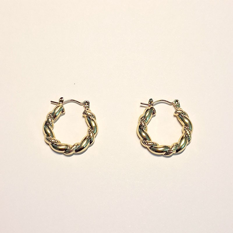 Pendientes Aros Dorados Efecto Espiral Entrelazada