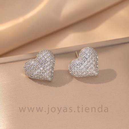 Pendientes Corazón Circonitas Plateados