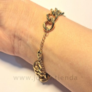 Pulsera de Cadena Acero Dorada 0,9 cm por 16 cm muñeca reverso