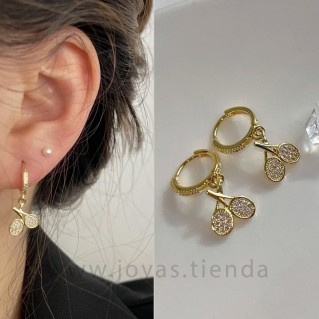 Pendientes de Aro con Raquetas de Tenis