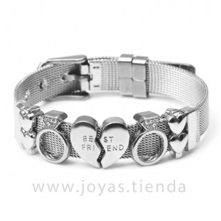 Pulsera con Corazones y Anillos Best Friend