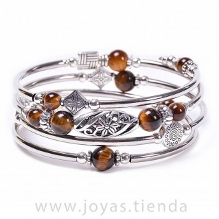 Pulsera con Adornos en Piedra Natural Ojo de Tigre