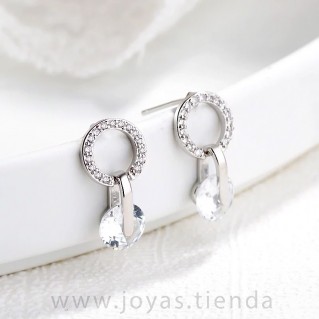 Pendientes Aro Frontal con Circón Transparente