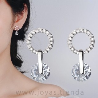 Pendientes Aro Frontal con Circón Transparente en modelo