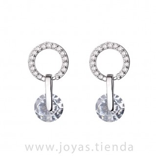 Pendientes Aro Frontal  con Circón Transparente fondo blanco