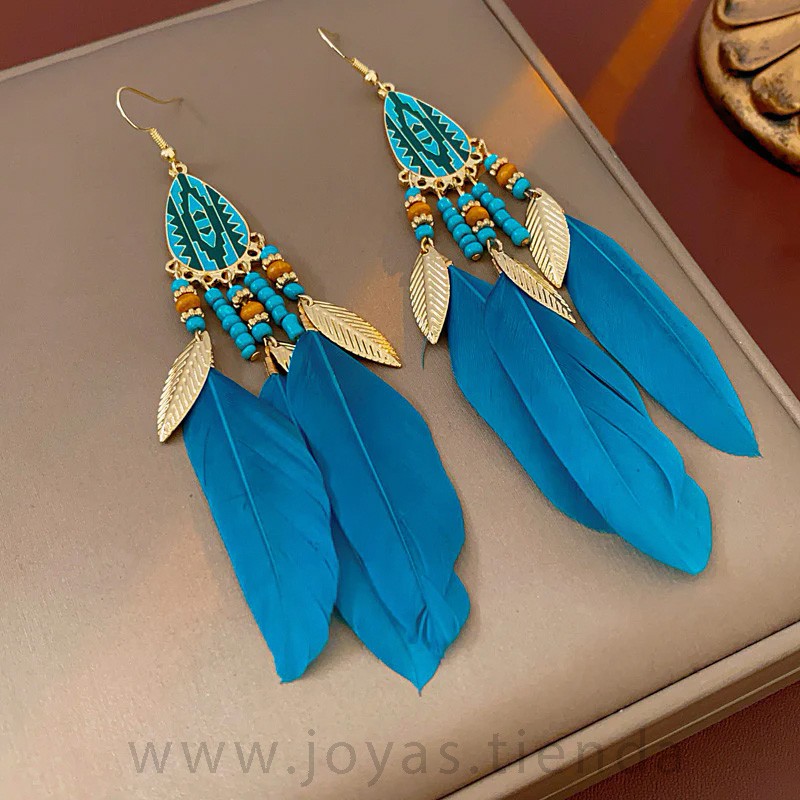 Pendientes Plumas Azules