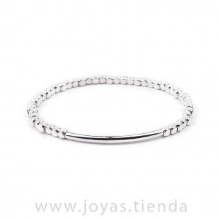 Pulsera Cristal Cuentas Plateada