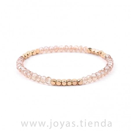 Pulsera Cristal Cuentas Dorada y Cristal de Arena