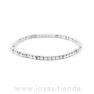 Pulsera Cristal Cuentas Plateada