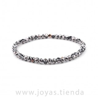 Pulsera Cristal Cuentas Gris Metalizado