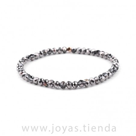 Pulsera Cristal Cuentas Gris Metalizado