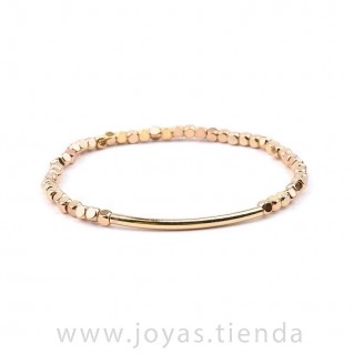 Pulsera Cristal Cuentas Dorada Tubo