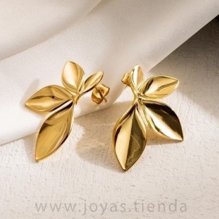 Pendientes Dorados Hoja de Flor