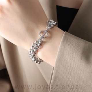 Pulsera de Acero Triple Plateada