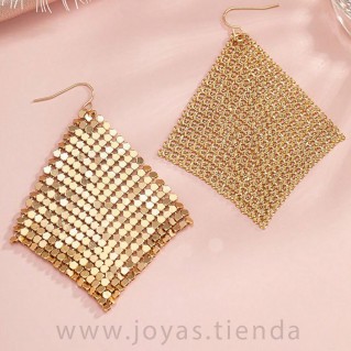 Pendientes Malla Dorados detalle