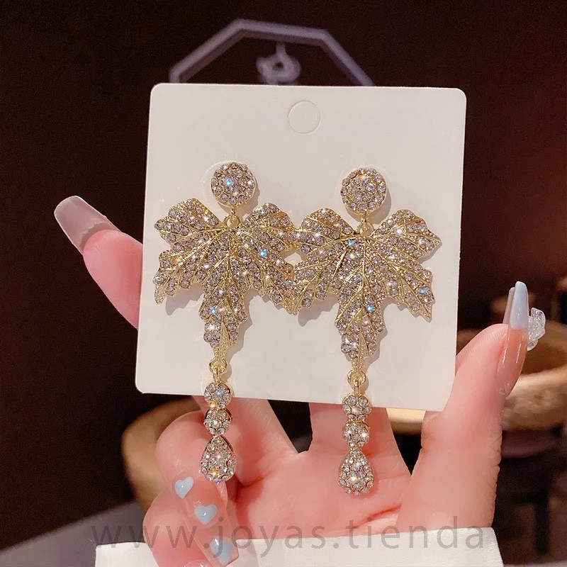 Pendientes Dorados Hoja Circonitas Pendientes Dorados Hoja Circonitas