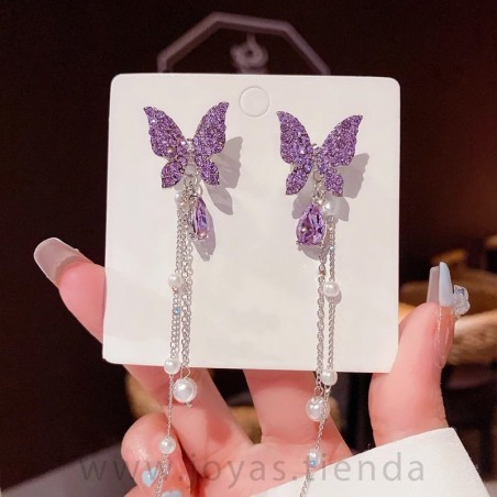 Pendientes Mariposas Lila Plateados