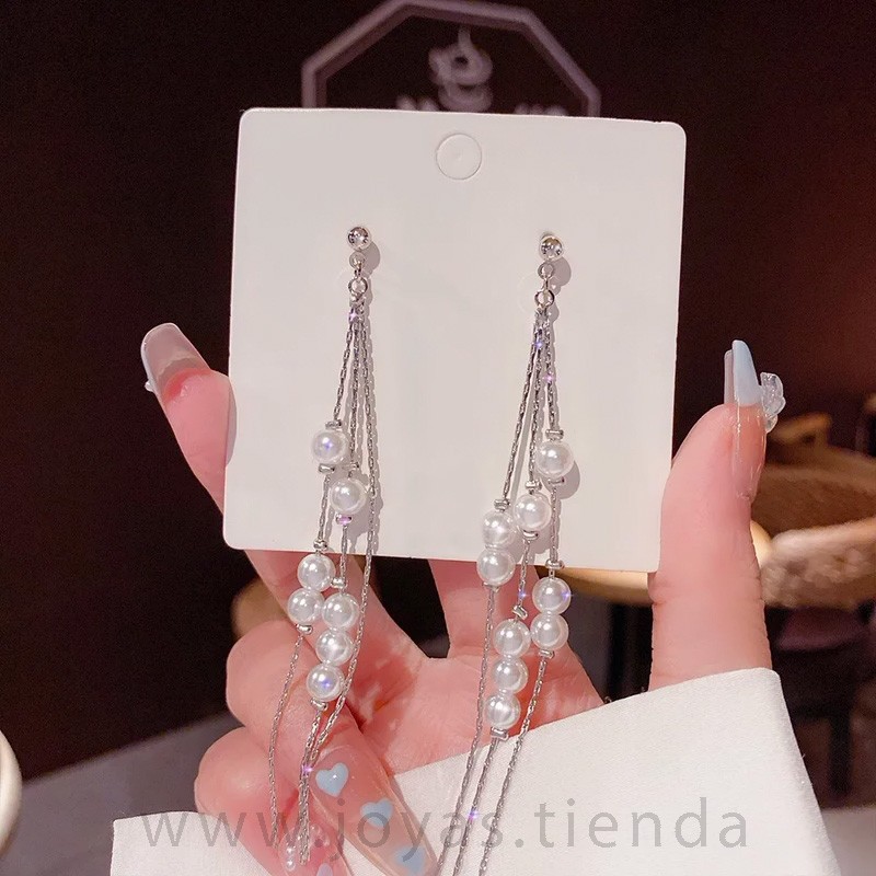 Pendientes Plateados con Perlas