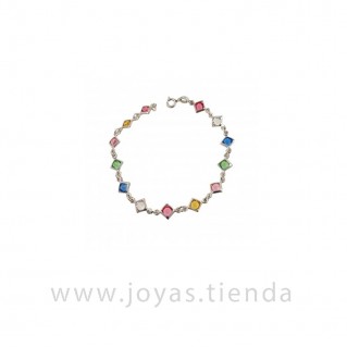 Pulsera Plata de Ley Rombos Circonitas Colores