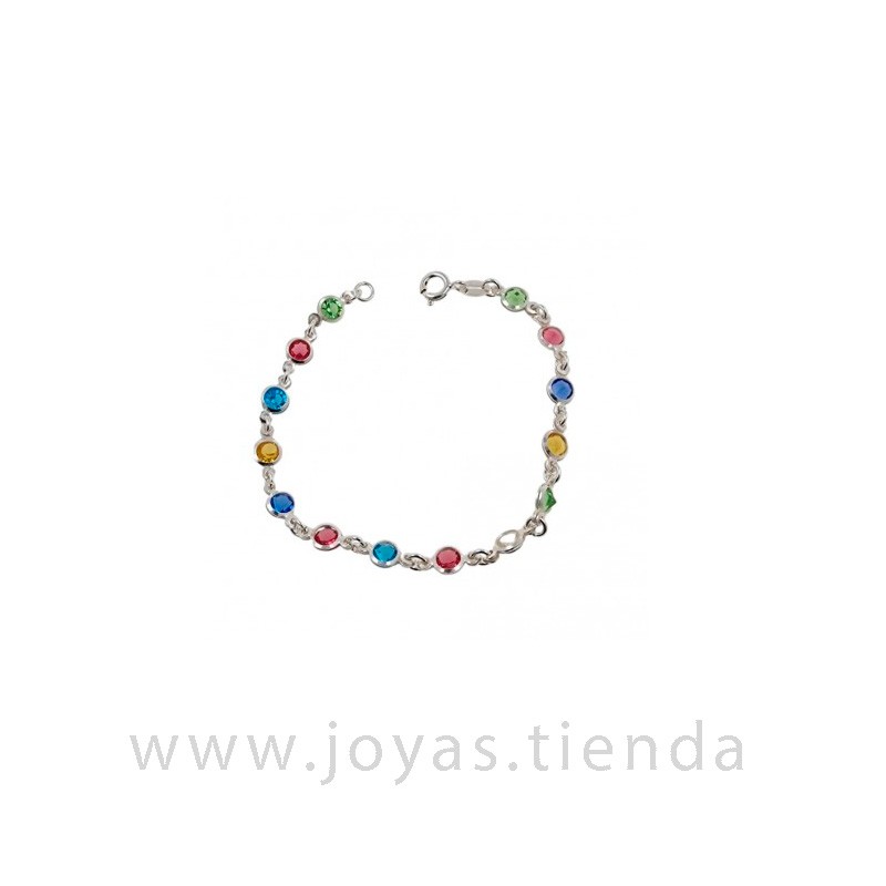 Pulsera Plata de Ley Círculos Circonitas Colores