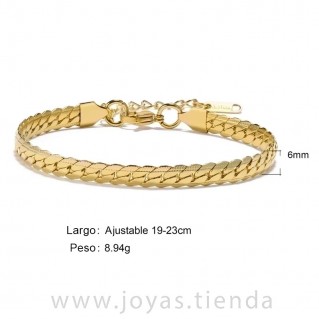 Pulsera Acero Cadena Plana Dorada