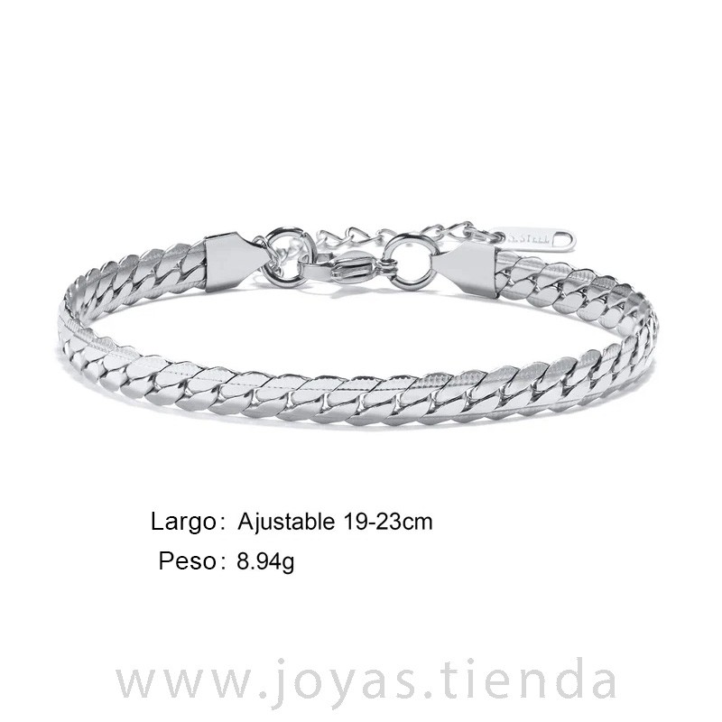 Pulsera Acero Cadena Plana Pulsera Acero Cadena Plana