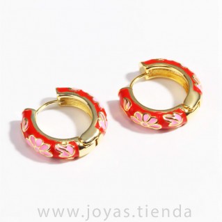 Pendientes Flores Rosa y Rojo